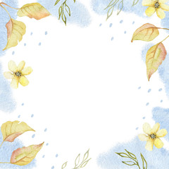 Watercolor autumn floral frame