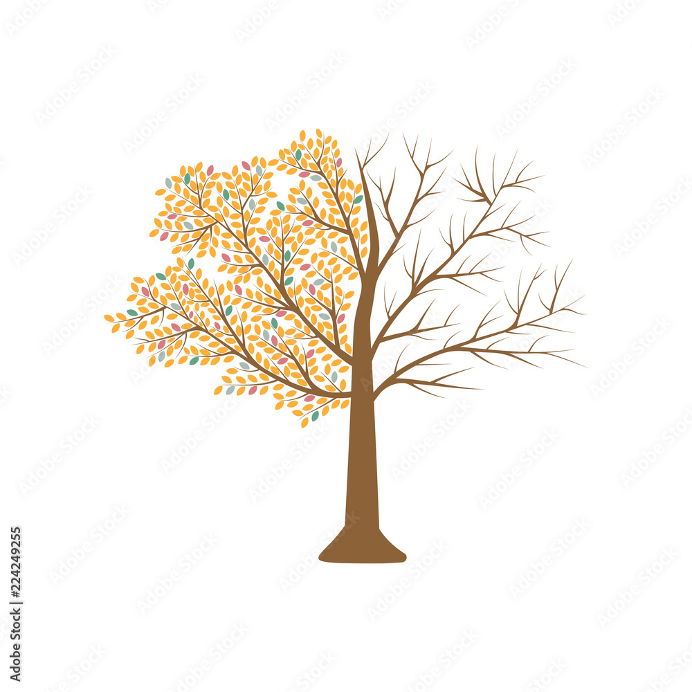 Poster autumn tree. element of colored autumn illustration for mobile concept and web apps. detailed autumn