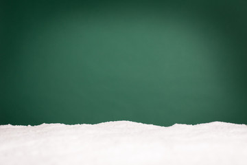 Christmas Snow with Green Background - Room for Text
