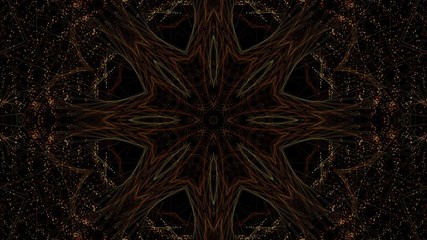 Seamless sparkling mandala particle pattern on black background