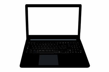 black laptop on white background
