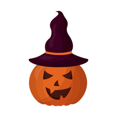 halloween pumpkin with hat witch isolated icon