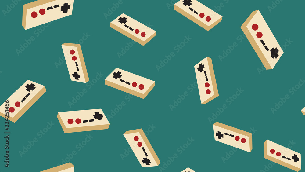 Poster abstract texture, seamless pattern from the dull isometric volumetric game joysticks, manipulators w