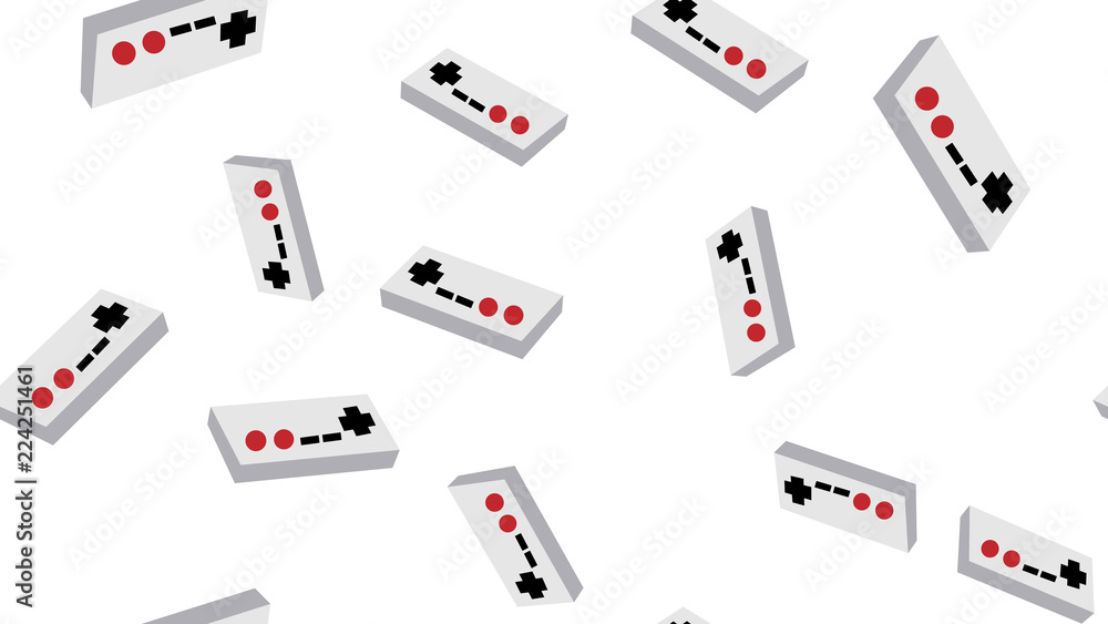 Poster abstract texture, seamless pattern from the dull isometric volumetric game joysticks, manipulators w