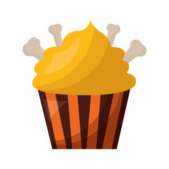 halloween sweet cupcake with bones isolated icon