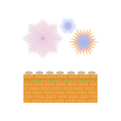 Abstract dewali design with candles and firework on white background