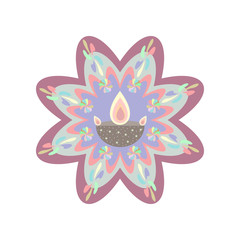 Abstract dewali design with ornament and candle on white background