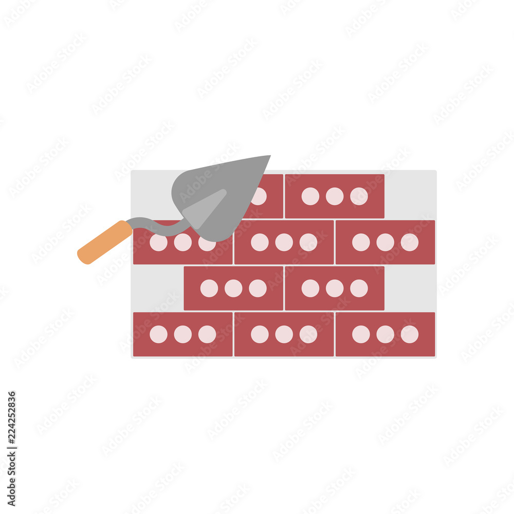 Poster trowel and bricks colored icon. element of colored construction sign for mobile concept and web apps