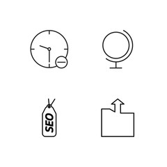 business simple outlined icons set