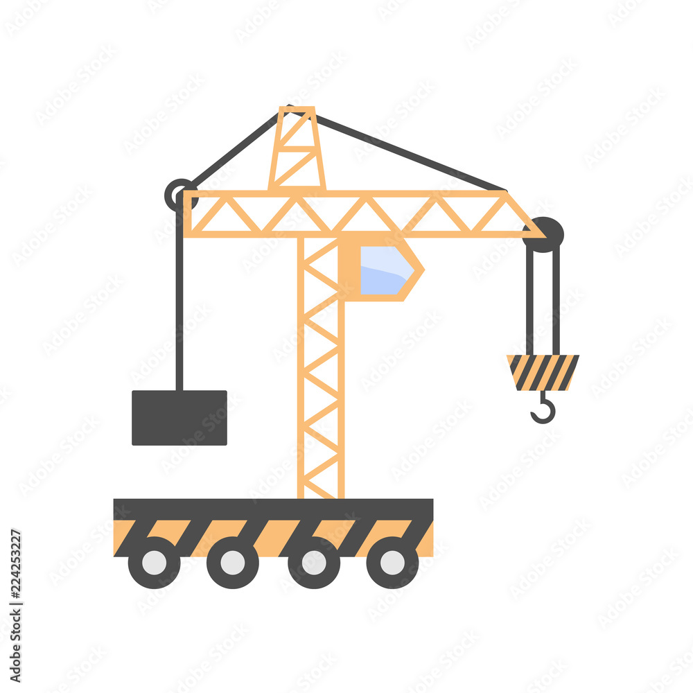 Poster crane on wheels colored icon. element of colored construction sign for mobile concept and web apps. 