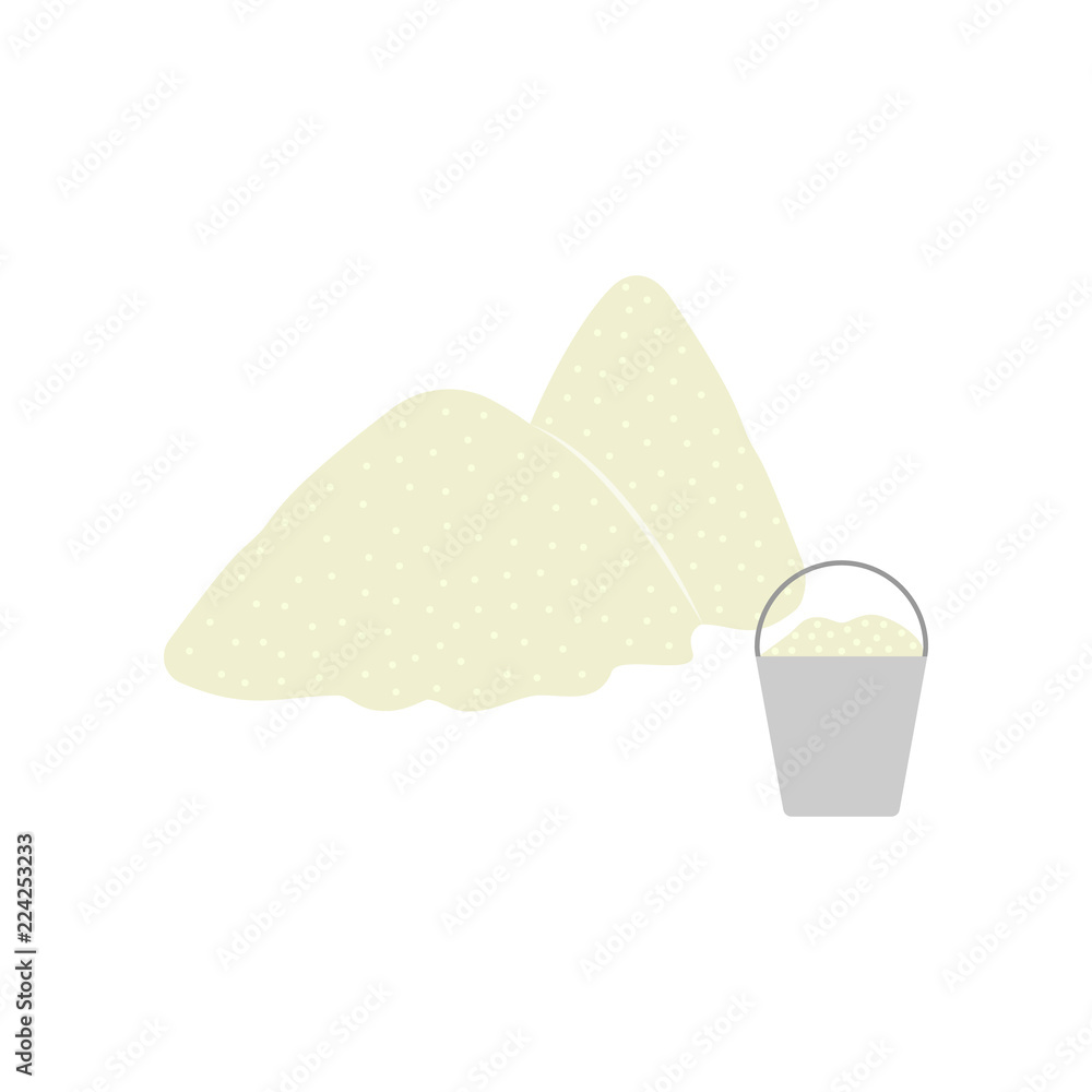 Poster building sand and bucket colored icon. element of colored construction sign for mobile concept and w