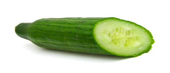 half Cucumber isolated over white background.