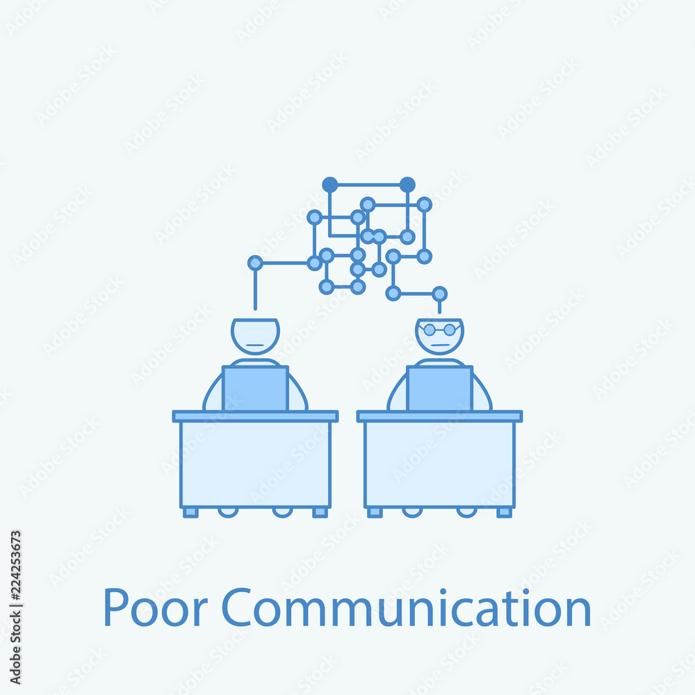 Poster bad communication with colleague 2 colored line icon. simple colored element illustration. outline s