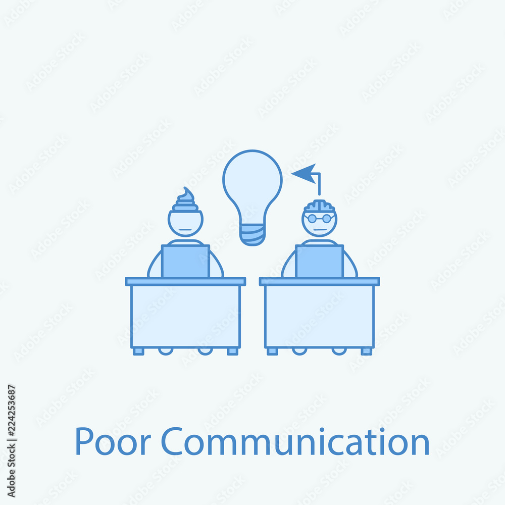 Poster not mutual understanding with a colleague 2 colored line icon. simple colored element illustration. 