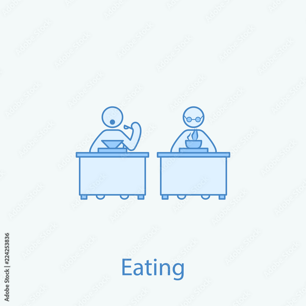 Poster is in place with a colleague 2 colored line icon. simple colored element illustration. outline symbo