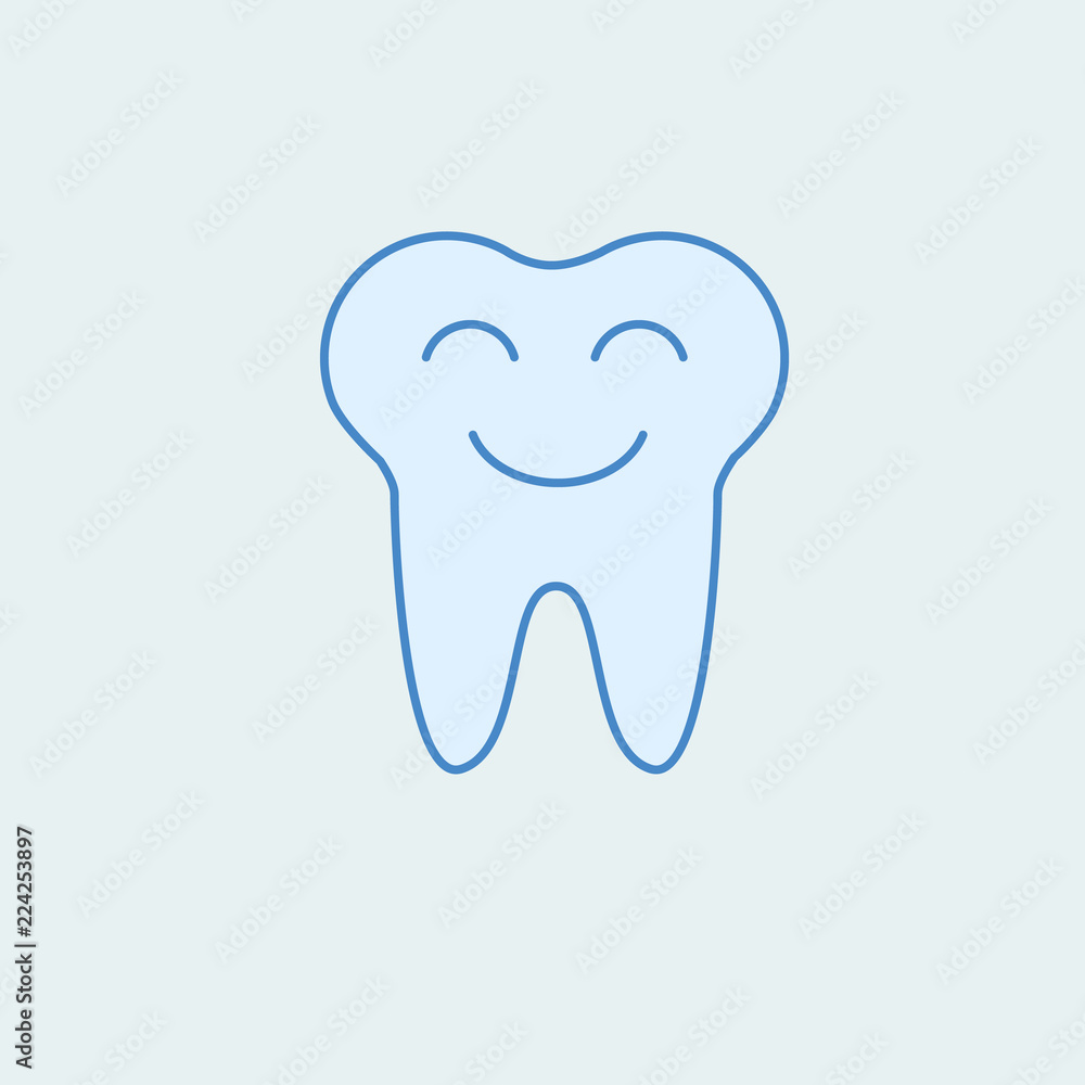Poster smiling tooth 2 colored line icon. simple colored element illustration. outline symbol design from d