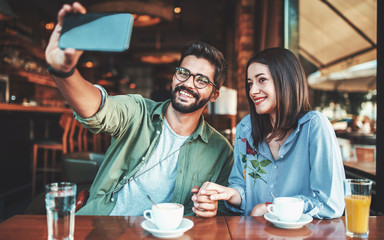 Romantic couple in the cafe. Love, romance, dating, lifestyle