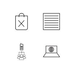 business simple outlined icons set