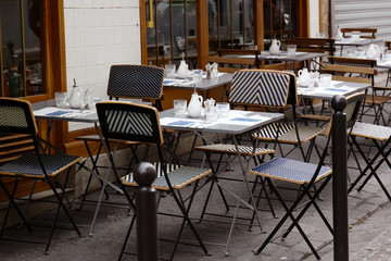 Romantic french outside restaurant in Montmartre