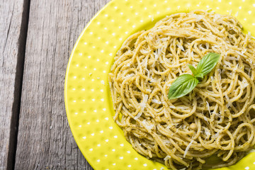 Pasta spaghetti with sauce pesto