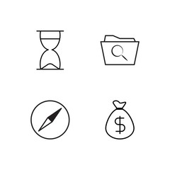 business simple outlined icons set