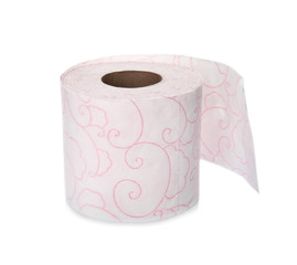 Color toilet paper roll on white background