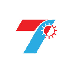 Number 7 with Sun logo design, Seven Day Logo