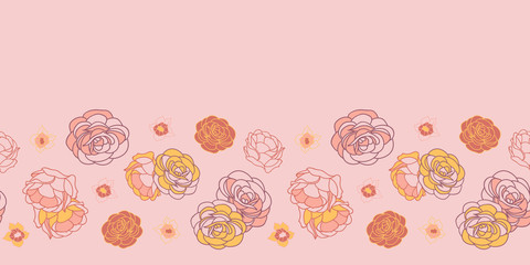 Pink Blooming Desert Cactus Seamless Vector Repeat Pattern Background