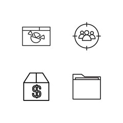 business simple outlined icons set