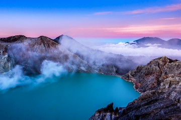 Kawah Ijen Volcano Crater is the famous tourist attraction of Indonesia in Asia © somchairakin