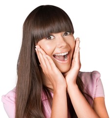 Portrait of a Surprised Young Woman