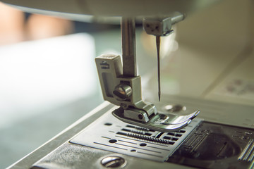 Fototapeta na wymiar Close up sewing machine