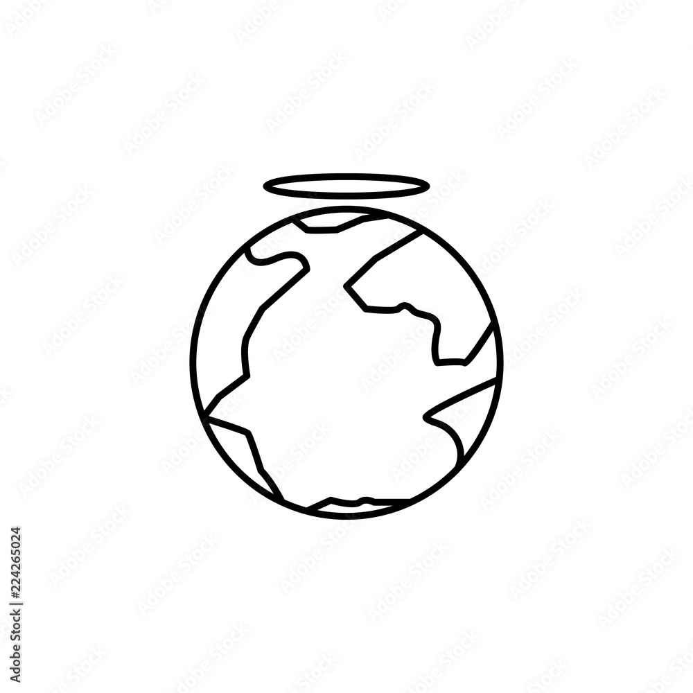 Poster earth and halo icon. element of peace icon for mobile concept and web apps. thin line earth and halo