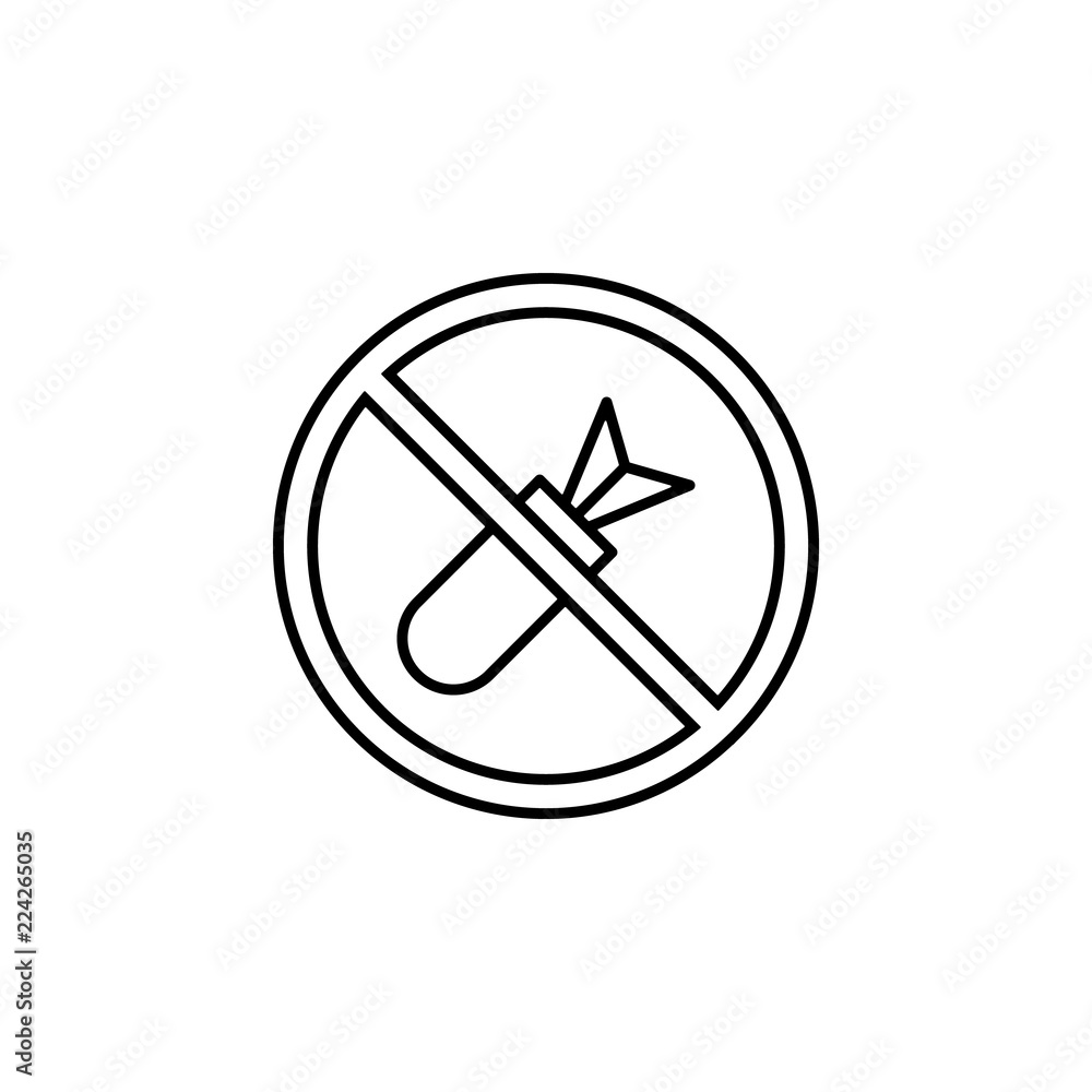 Poster no bombs sign icon. element of peace icon for mobile concept and web apps. thin line no bombs sign i