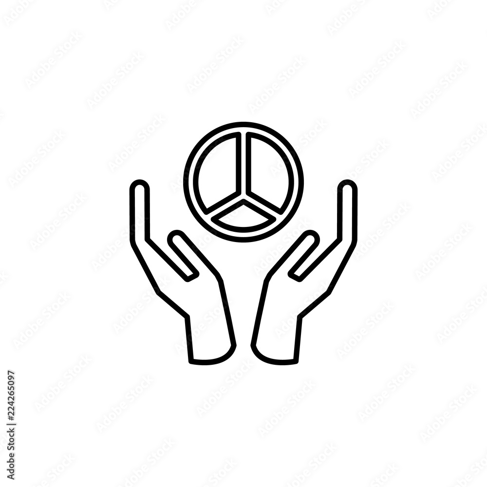 Poster hands and the sign of peace icon. element of peace icon for mobile concept and web apps. thin line h