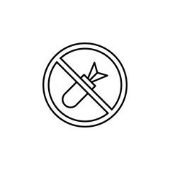 no bombs sign icon. Element of peace icon for mobile concept and web apps. Thin line no bombs sign icon can be used for web and mobile