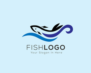 sea fish in wave logo