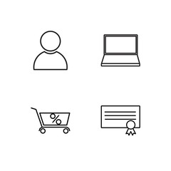 business simple outlined icons set