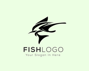 Obraz premium marlin fish jump art logo
