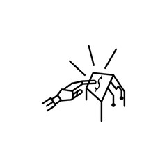 Advisor bot cyborg money concept line icon. Simple element illustration. Advisor bot cyborg money concept outline symbol design from Robot set. Can be used for web and mobile