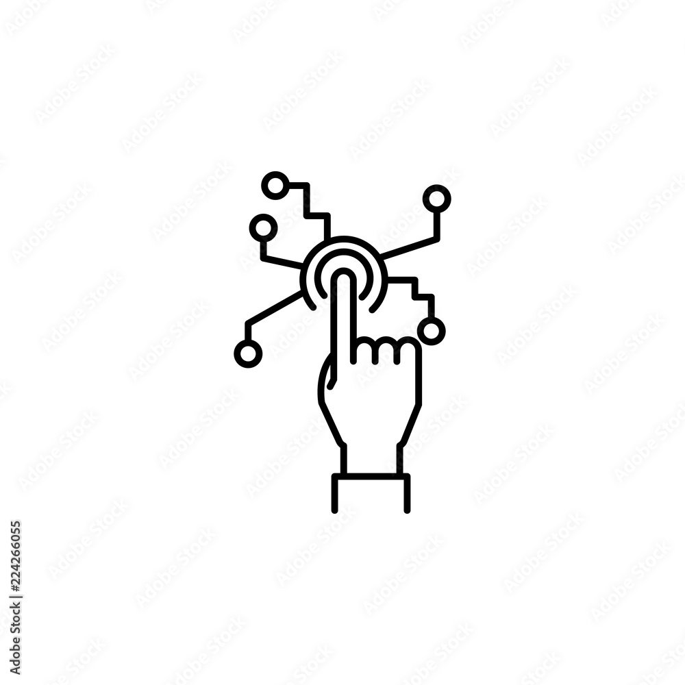 Poster human hand touch technologies concept line icon. simple element illustration. human hand touch techn