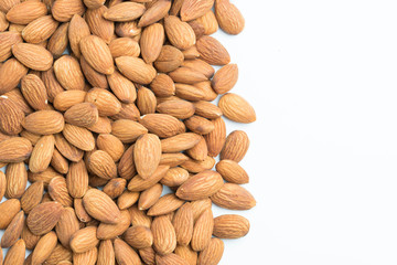 closeup of almonds isolated on the white