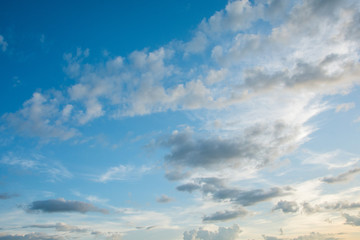 cirrus clouds on blue sky background.