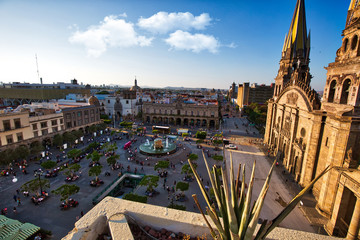 Fototapeta premium Guadalajara, Jalisc, Mexico-20 April, 2018: Central Landmark Cathedral (Cathedral of the Assumption of Our Lady) located on the central plaza of Guadalajara