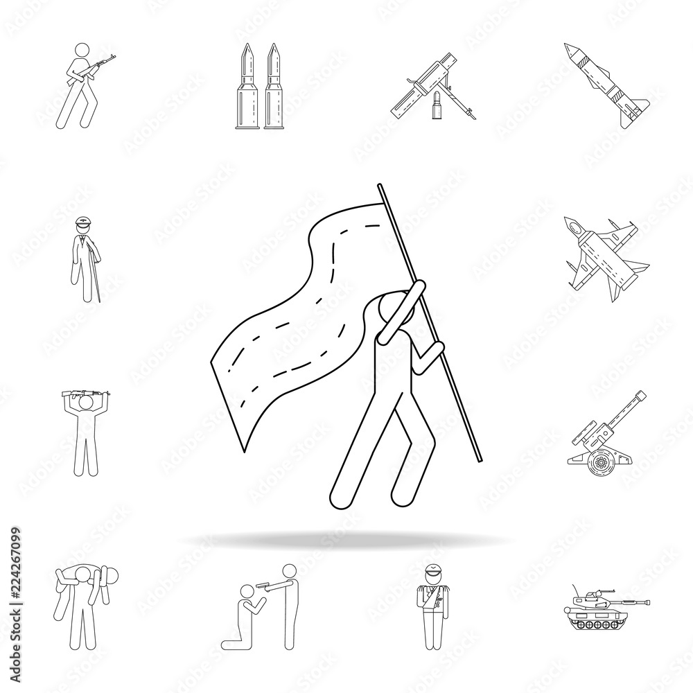 Poster military man with flag icon. army icons universal set for web and mobile