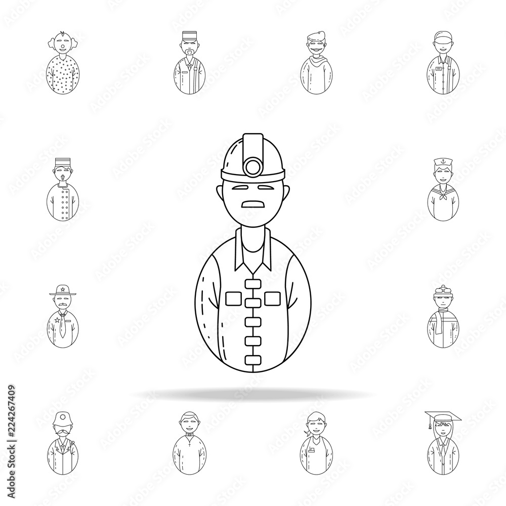 Poster avatar miner icon. avatars icons universal set for web and mobile