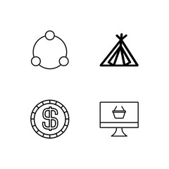 business simple outlined icons set - 224267475