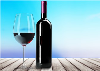 Red Wine in Bottle and Glass on