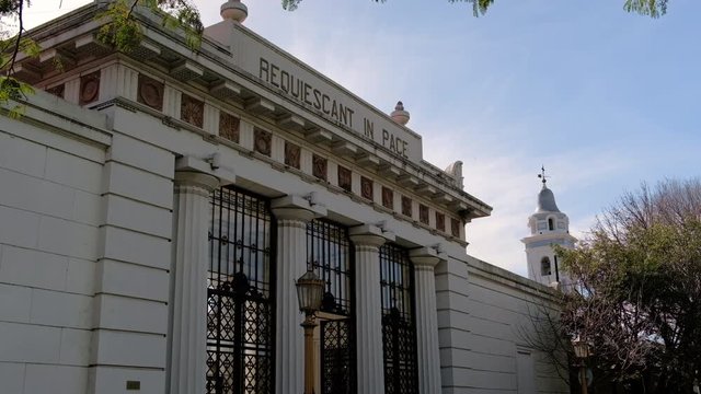 La Recoleta Cementery entrance gate in Recoleta neighborhood at daytime