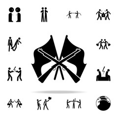 Obraz premium crossing of flags and weapons icon. conflict icons universal set for web and mobile